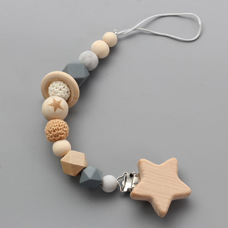 Pacifier Clip and Wooden Teether