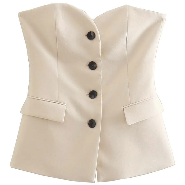 Sleeveless Single Breasted Blazer