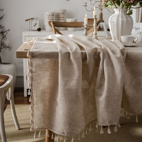 Linen Tassel Tablecloth