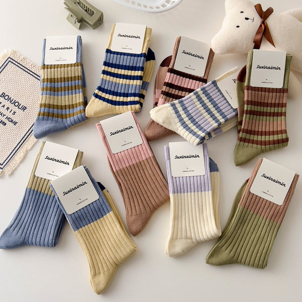 Striped School Girl Women Socks